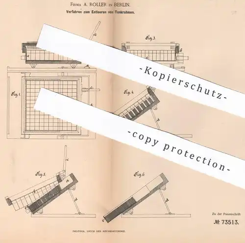 original Patent - Fa. A. Roller , Berlin 1892 , Entleeren von Tunkrahmen | Sprengstoff | Schwefel , Paraffin | Zündstoff