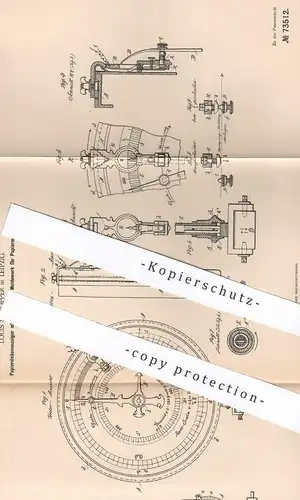 original Patent - Louis Schopper , Leipzig , 1892 , Papierdickenanzeiger an Papiermaschinen | Papier , Druck , Buchdruck