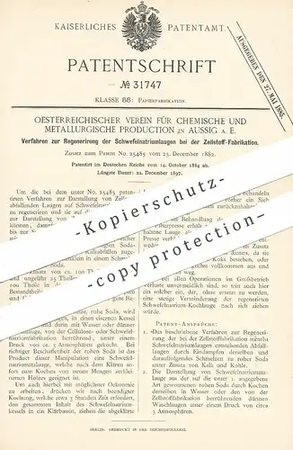 original Patent - Österreichischer Verein Chemische & Metallurgische Produktion Aussig | 1884 | Zellstoff Farbrikation