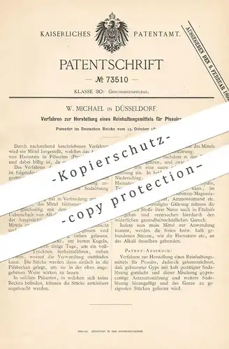 original Patent - W. Michael , Düsseldorf , 1892 , Reinhaltungsmittel für Pissoir , WC , Toilette , Kloset | Reinigung