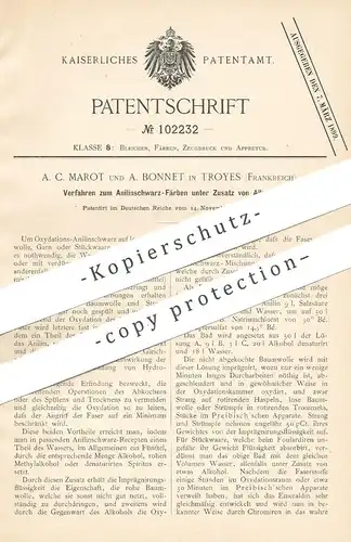 original Patent - A. C. Marot , A. Bonnet , Troyes , Frankreich 1897 | Anilinschwarz - Färben mit Alkohol | Preibisch