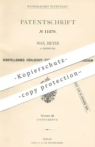 original Patent - Max Meyer , Hannover , 1880 , Kühlschiff - Thermometer mit elektr. Läutewerk | Quecksilber !!