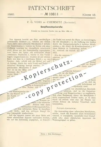 original Patent - F. G. Voss , Chemnitz / Sachsen , 1880 , Dampfkesselspeiserufer | Dampfkessel , Kessel | Dampfmaschine