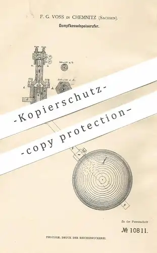 original Patent - F. G. Voss , Chemnitz / Sachsen , 1880 , Dampfkesselspeiserufer | Dampfkessel , Kessel | Dampfmaschine