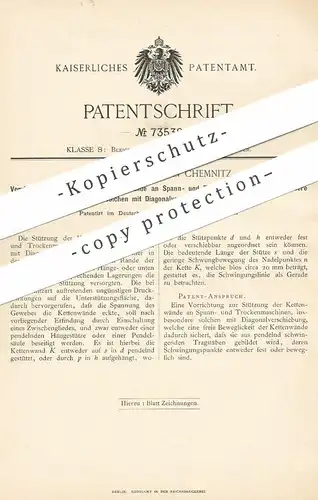 original Patent - C. G. Haubold , Chemnitz , 1893 , Stützung der Kettenwände an Spann- u. Trockenmaschinen | Trockner !