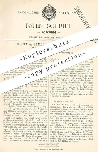 original Patent - Huppe & Bender , Offenbach / Main , 1889 , Toilette - Einsatz für Reisetasche | Tasche , WC , Koffer