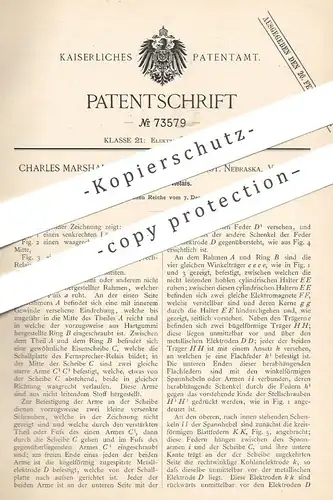 original Patent - Charles Marshall Haynes , Omaha , St. Nebraska , USA , 1892 , Fernsprech-Relais | Fernsprecher | Strom