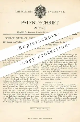 original Patent - George Frederick Eisenhardt , Philadelphia , USA , rotierende Farbwalzen an Druckmaschinen | Druck !!!