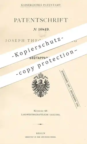 original Patent - Joseph Theodor Ludwig , Bonn , 1880 , Brütapparat | Brutapparat | Brutkasten , Tierzucht , Landwirt