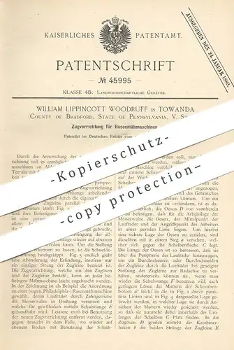 original Patent - William Lippincott Woodruff , Wowanda , Bradford , 1888 , Pennsylvania , USA 1888 | Zug für Rasenmäher