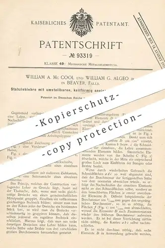 original Patent - William A. Mc Cool , William G. Algeo , Beaver , Falls , 1896 , Stabziehlehre | Ziehlehre , Prisma !!