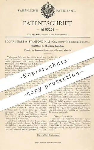original Patent - Edgar Smart , Stamford Hill , Middlesex , England  1895 , Strahldüse für Reaktions- Propeller | Schiff