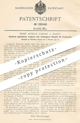 original Patent - Denis Arthur Capar , Nancy  1901 , elektrischer Stampfer für Formzwecke | Elektromotor , Form , Formen