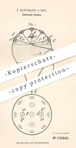 original Patent - F. Hoffmann , Kiel , 1897 , Elektrische Seemine | Mine , Minen , Schiff , Schiffe | Rakete , Waffen