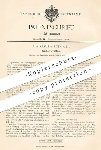 original Patent - E. A. Kraus , Köln / Rhein , 1898 , Trockenvorrichtung | Dampfkessel , Wasserkessel , Kessel !!