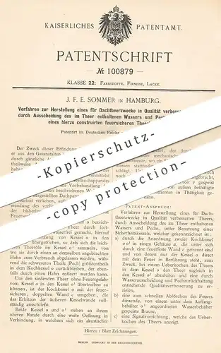 original Patent - J. F. E. Sommer , Hamburg , 1897 , Teer , Pech für Dach | Dachdecker | Dachpappe | Theer , Gas !!