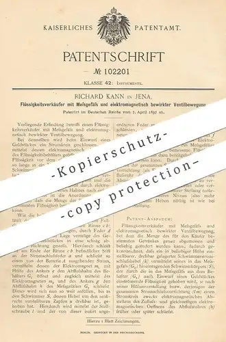 original Patent - Richard Kann , Jena , 1897 , Flüssigkeitsverkäufer mit Messgefäß | Automat , Ventil , Elektromagnet