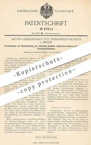 original Patent - AG für Fernsprech - Patente , Berlin , 1894 , Fernsprecher , Eisenbahn | Bahn , Bahnen , Strom !!