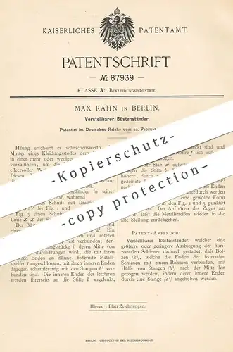 original Patent - Max Rahn , Berlin , 1895 , Verstellbarer Bürstenständer | Bürste , Bürsten | Bürstenmacher !!!