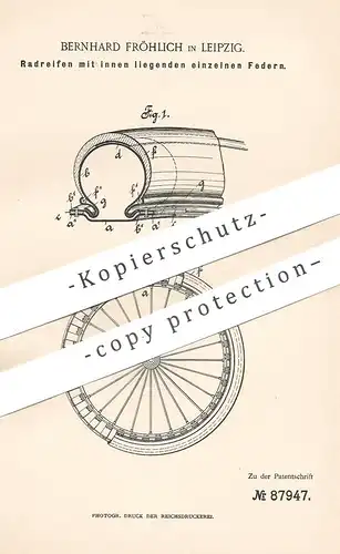 original Patent - Bernhard Fröhlich , Leipzig , 1895 , Radreifen | Rad - Reifen | Räder | Wagenrad , Kutsche