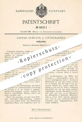 original Patent - Caspar Schulte , Unterbarmen , 1895 , Kaffeemühle | Kaffee - Mühle | Mühlen , Coffee | Müllerei