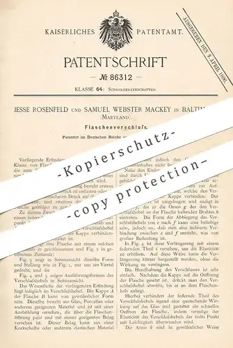 original Patent - Jesse Rosenfeld , Samuel Webster Mackey , Baltimore , Maryland , 1895 , Flaschenverschluss | Flasche