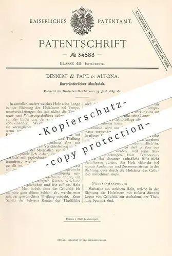 original Patent - Dennert & Pape , Hamburg / Altona , 1885 , Unveränderlicher Maßstab aus Holz | Lineal , Maßstäbe !!