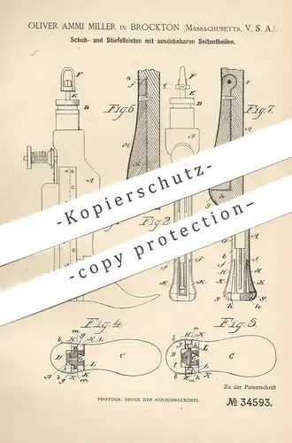 original Patent - Oliver Ammi Miller , Brockton , Massachusetts , USA , 1885 , Schuhleiste , Stiefelleiste | Schuster