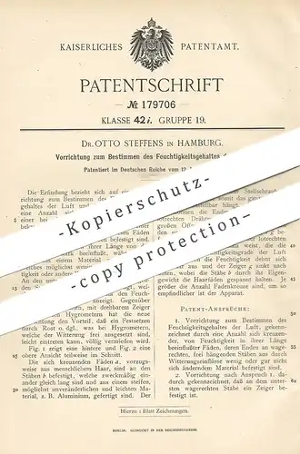 original Patent - Dr. Otto Steffens , Hamburg , 1905 , Bestimmen der Luftfeuchtigkeit | Luftfeuchte , Luft !!