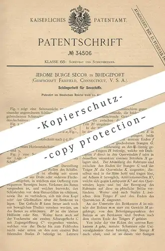 original Patent - Jerome Burge Secor , Bridgeport , Fairfield , Connecticut , USA | Schlingerbrett für Schiffe | Schiff