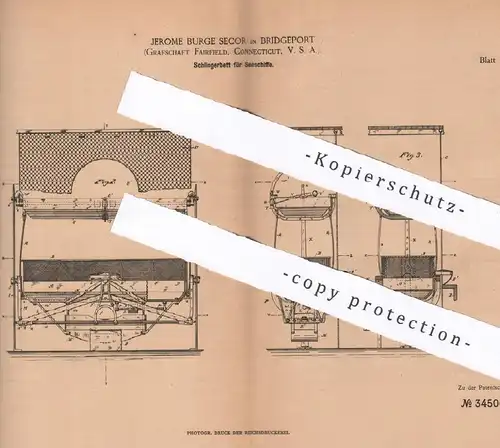 original Patent - Jerome Burge Secor , Bridgeport , Fairfield , Connecticut , USA | Schlingerbrett für Schiffe | Schiff