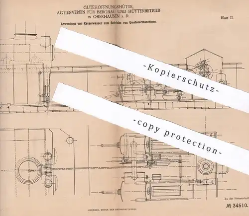 original Patent - Gutehoffnungshütte Aktienverein für Bergbau & Hüttenbetrieb Oberhausen , 1885 , Kessel , Dampfmaschine