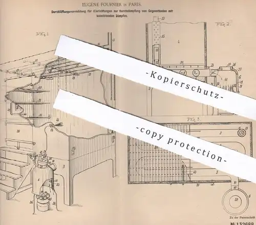 original Patent - Eugène Fournier , Paris , Frankreich , 1900 , Durchlüftung von Bekleidung , Schuhwerk | Desinfektion