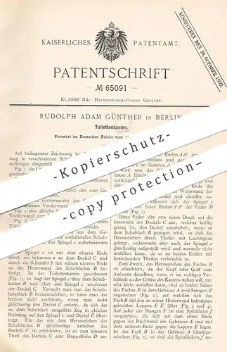 original Patent - Rudolph Adam Günther , Berlin , 1891 , Toilettenkasten | WC Spülung | Toilette , Kloset , Abort