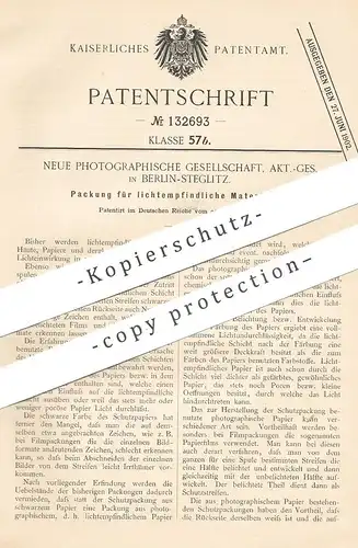 original Patent - Neue Photographische Gesellschaft AG , Berlin / Steglitz 1901 , Packung f. lichtempfindliches Material