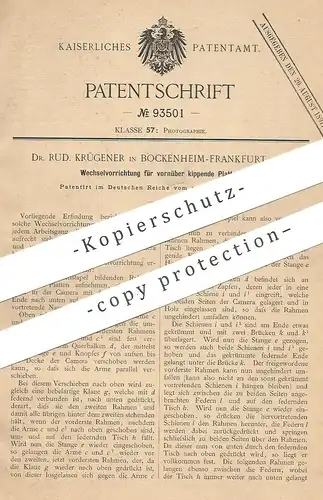 original Patent - Dr. Rud. Krügener , Frankfurt / Main / Bockenheim , 1896 , Wechsel für Kamera - Platten | Photography