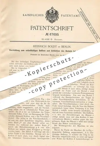 original Patent - Heinrich Boldt , Berlin , 1892 , Teigteilmaschine | Teig , Bäcker , Bäckerei , Brot backen !!