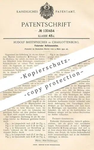 original Patent - Rudolf Breitsprecher , Berlin / Charlottenburg , 1901 , Federnder Hufeisenstollen | Hufeisen | Schmied