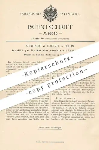 original Patent - Scheinert & Haetzel , Berlin , 1896 , Schallkörper für Musikinstrument | Schall , Musik , Musiker !!