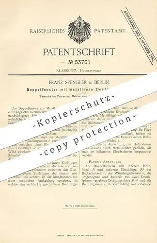 original Patent - Franz Spengler , Berlin  1888 ,  Doppelfenster mit metallenen Zwillingsflügeln | Fenster , Gussfenster