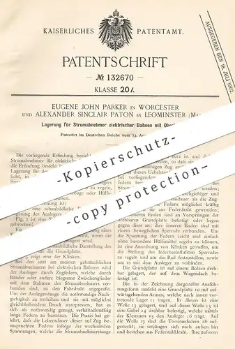 original Patent - Eugene John Parker , Worcester | Alexander Sinclair Paton , Leominster | Stromabnehmer an elektr. Bahn