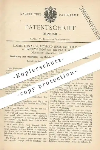 original Patent - Daniel Edwards , Richard Lewis , Ph. Jones , Dyffryn Iron & Tin Plate Works , England | Zinn - Überzug