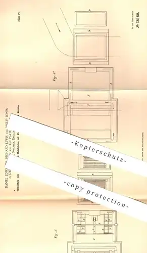 original Patent - Daniel Edwards , Richard Lewis , Ph. Jones , Dyffryn Iron & Tin Plate Works , England | Zinn - Überzug