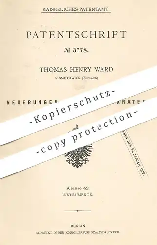 original Patent - Thomas Henry Ward , Smethwick , England , 1878 , Wäge - Apparat | Waage , Wiegen , Federwaage !!!