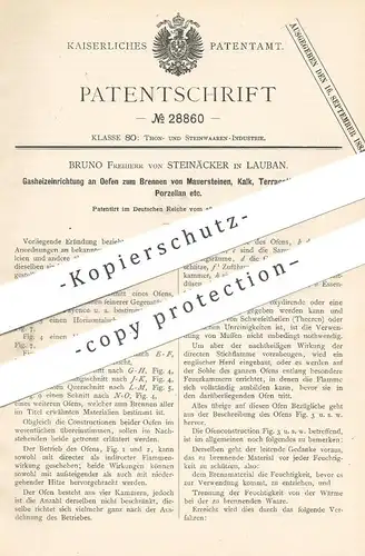 original Patent - Bruno Freiherr von Steinäcker , Lauban , Polen , 1883 , Ofen z. Brennen von Klinker , Porzellan , Kalk