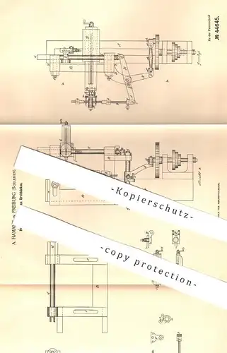 original Patent - A. Hamann , Freiburg , Schlesien , 1888 , Hobelvorrichtung an Drehbank | Hobel , Metall | Dreher !!!