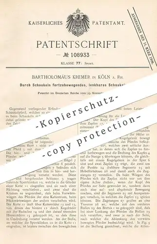 original Patent - Bartholomäus Kremer , Köln / Rhein , 1898 , lenkbares Schaukelpferd | Schaukel | Spielzeug , Sport !!
