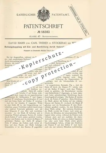 original Patent - David Hahn , Carl Treiber , Stockerau , Wien , Österreich , 1891 , Reibungskupplung | Kupplung , Bahn