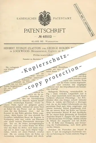 original Patent - Herbert Fitzroy Clayton , George Holden Holdroyd , Lockwood , Huddersfield , York , England | Filter
