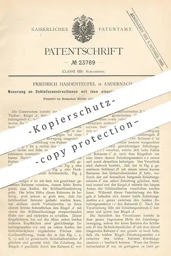 original Patent - Friedrich Hasdenteufel , Andernach , Koblenz , 1883 , Schloss , Türschloss | Tür , Schlosser !!!